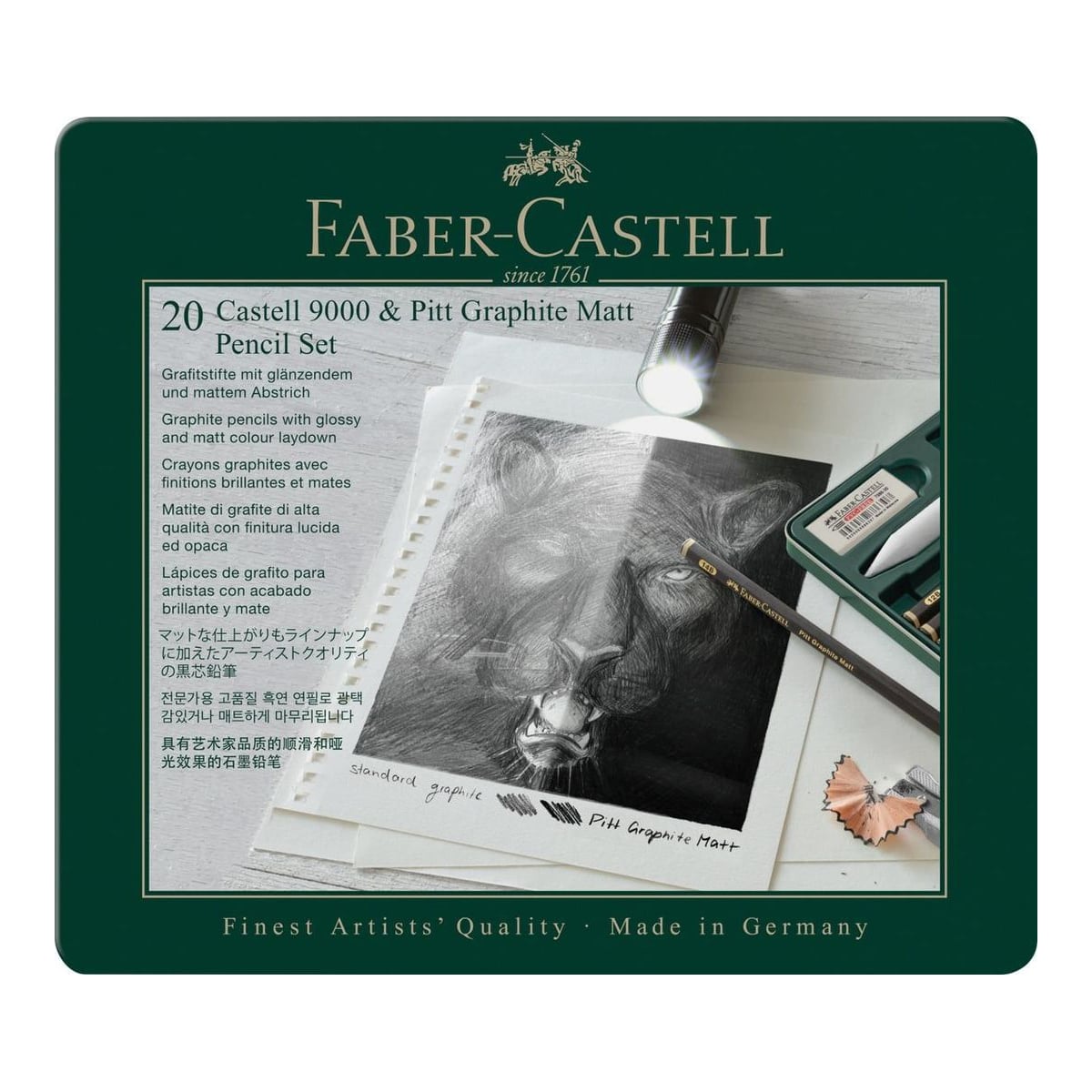 Set 20 Buc Creion Grafit Mat + Castell 9000 Faber-castell