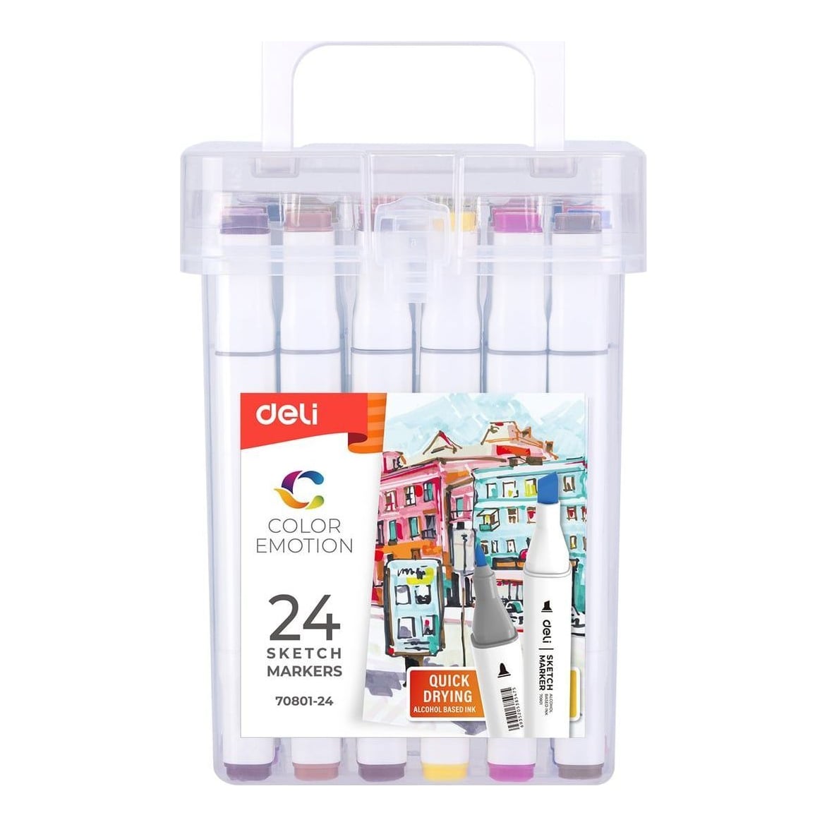 Set 24 Markere Sketching Varf Dublu 1MM/7MM Cut Plastic Deli