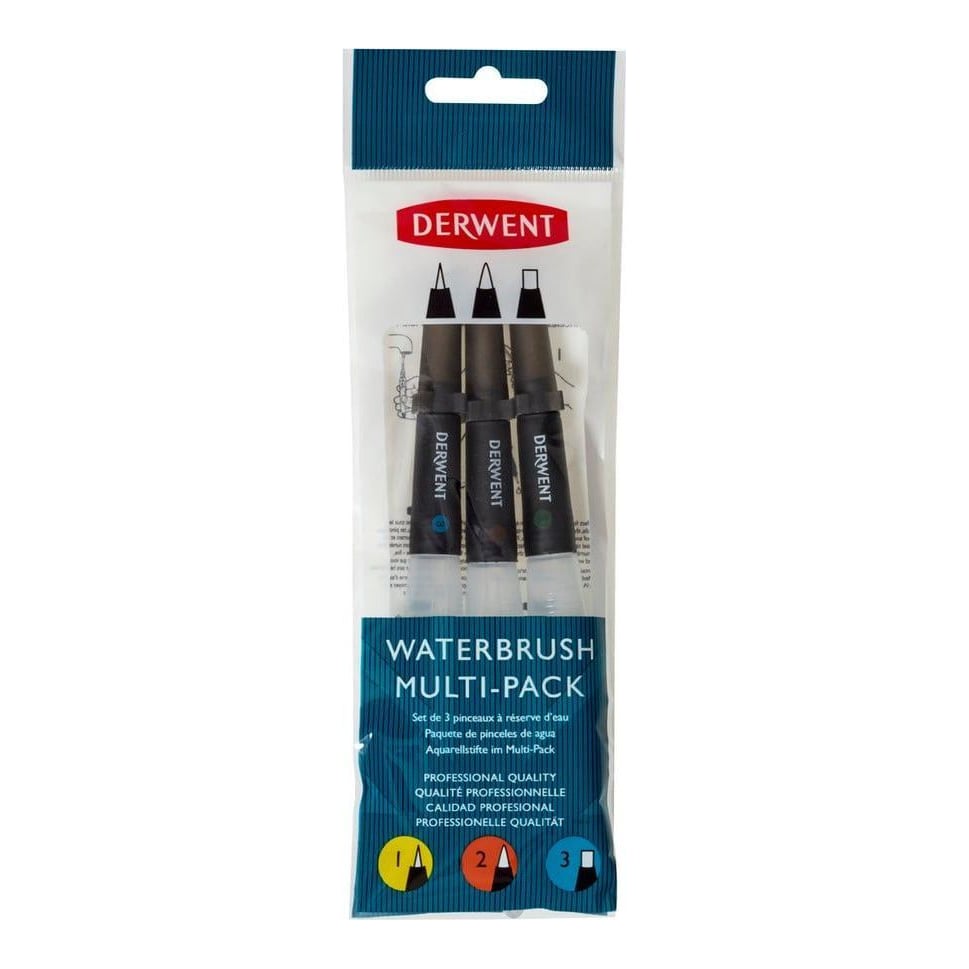 Set 3 Bucati Pensule Cu Rezervor (2 X Varf Rotund, 1 X Varf Tesit) Professional Derwent