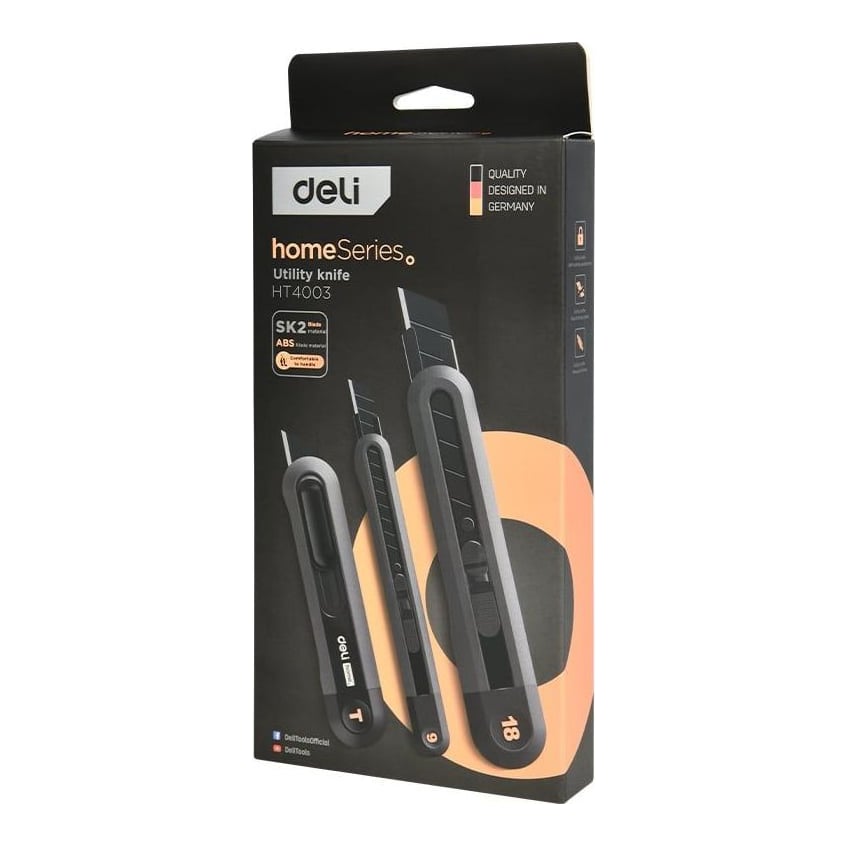 Set 3 Cuttere Negre Home Series Deli