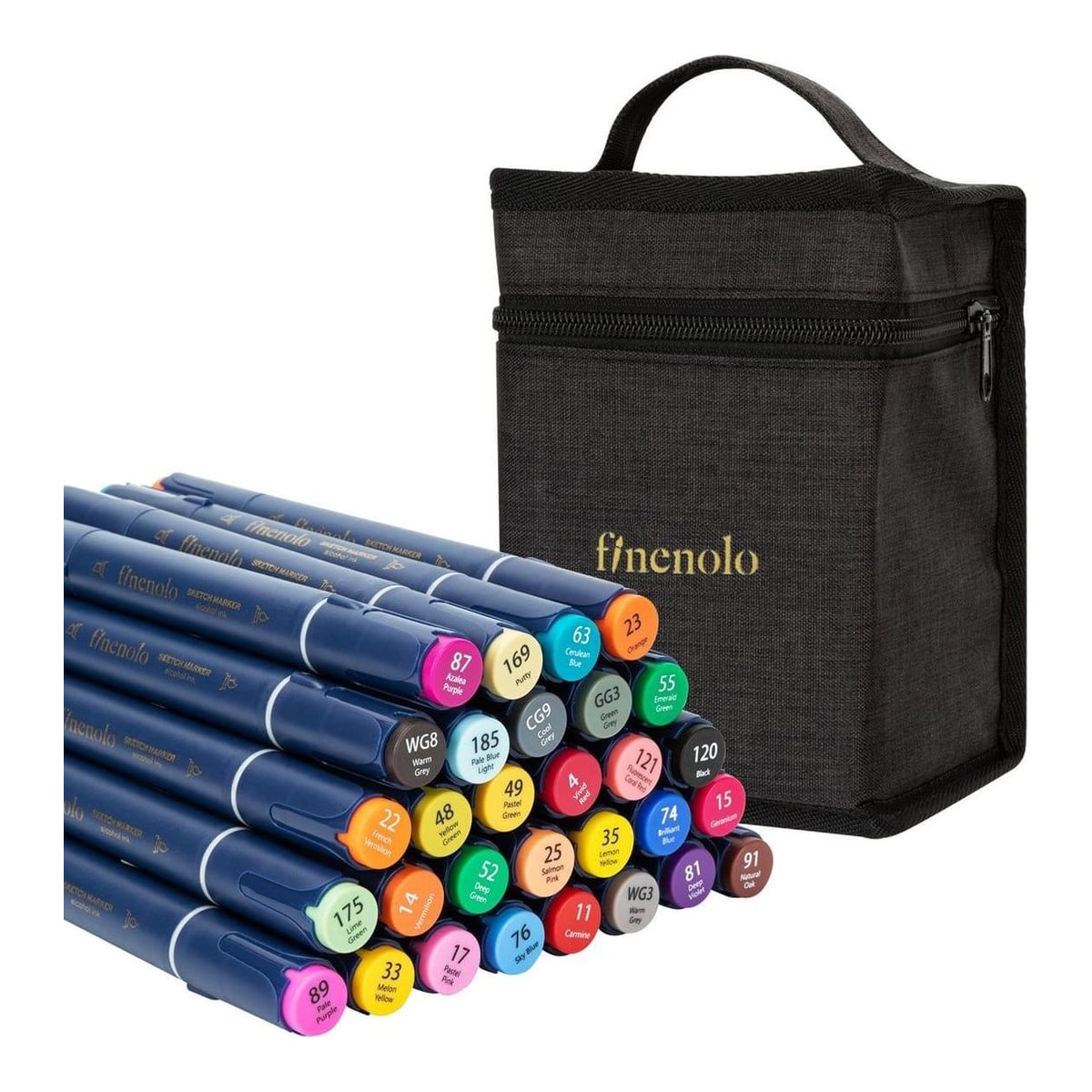 Set 30 Markere Sketching Varf Dublu Rotund/Tesit Husa Textila Deli