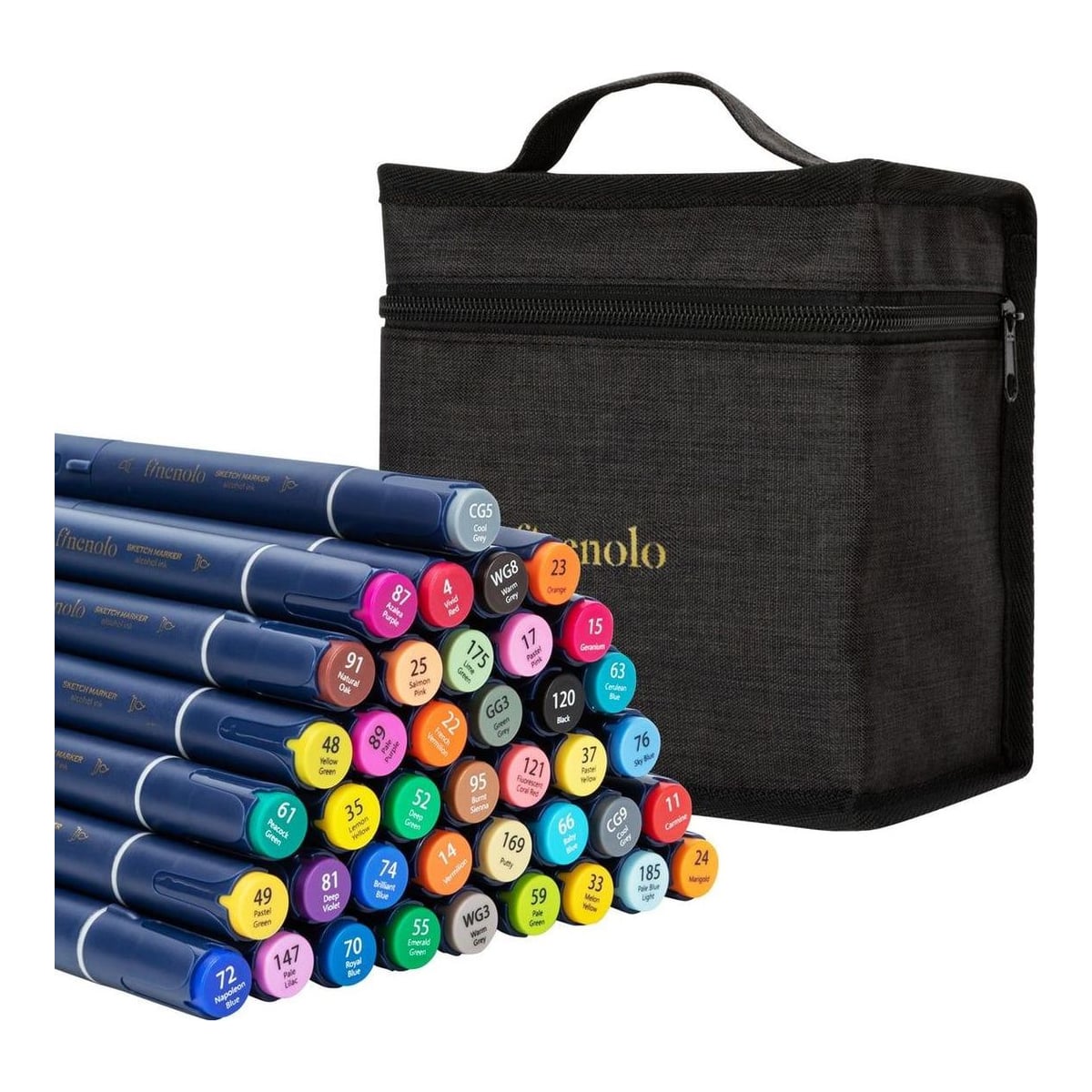 Set 40 Markere Sketching Varf Dublu Rotund/Tesit Husa Textila Deli