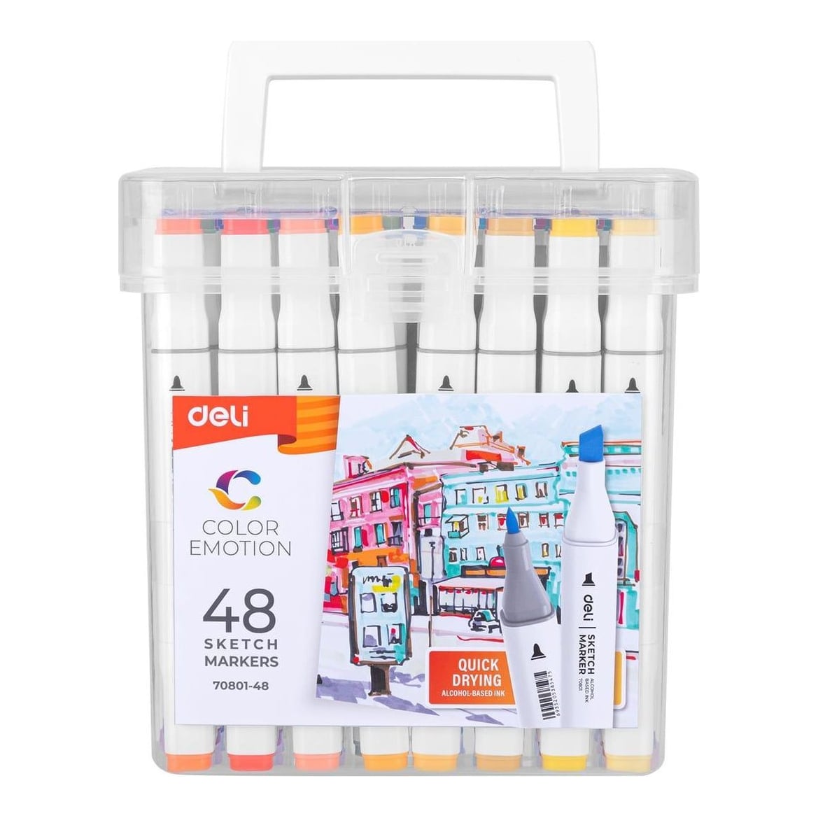 Set 48 Markere Sketching Varf Dublu 1MM/7MM Cut Plastic Deli