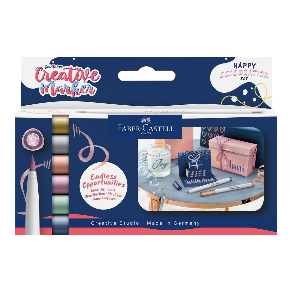 Set 6 Markere Creative Goldfaber Culori Metalizate Happy Celebration Faber-castell