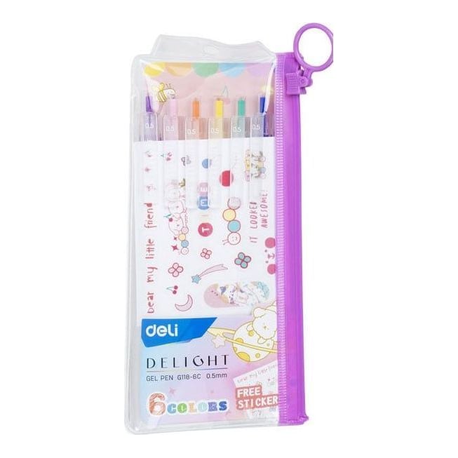 Set 6 Bucati Pix Cu Gel Cu Mecanism 0.5 Mm Diverse Culori Delight Deli