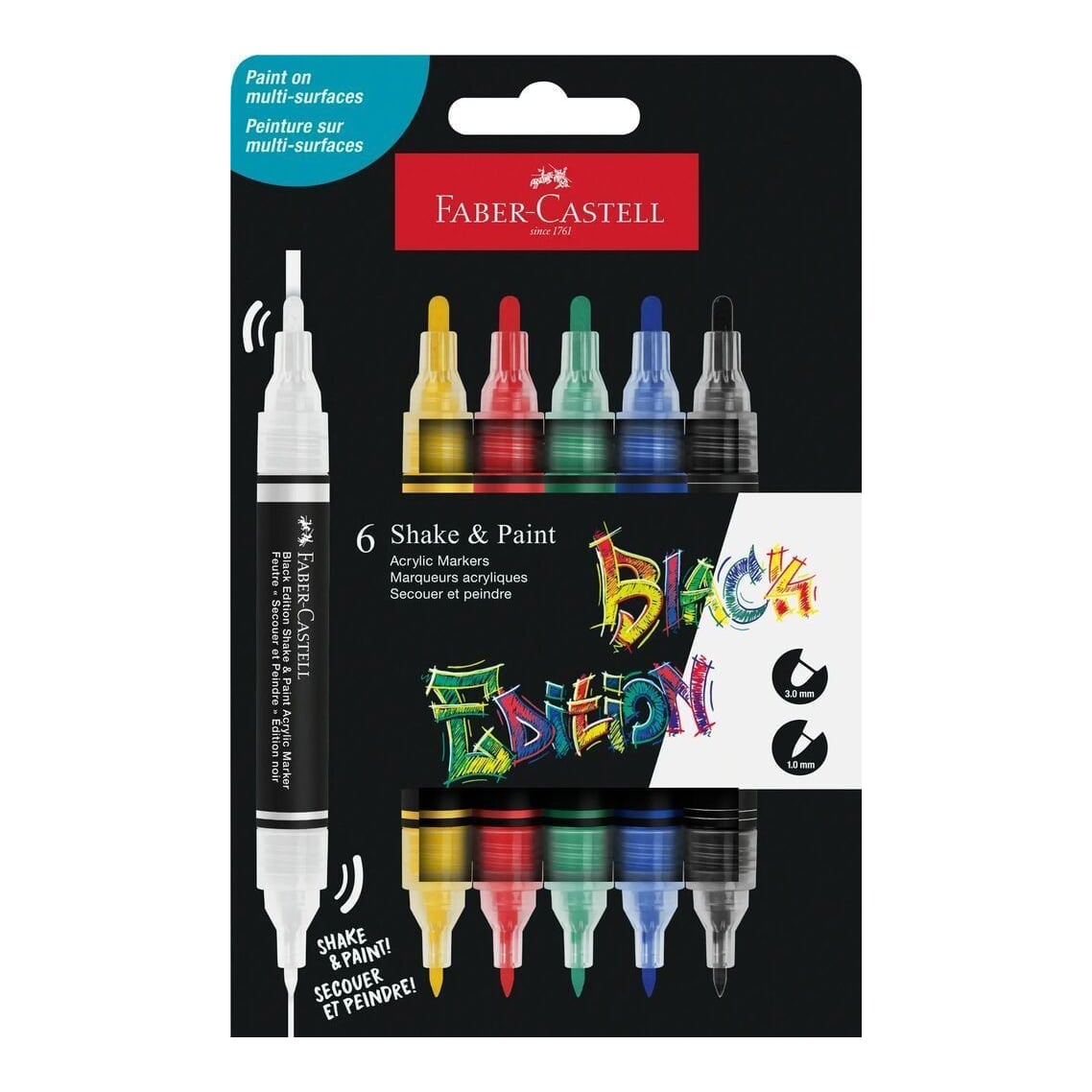 Set 6 Markere Acrilice Shake&paint Culori Clasice Faber-castell