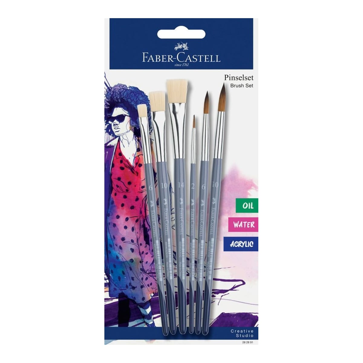 Set 6 Pensule (3 ROT+3 Tes) Creative Studio Faber-castell