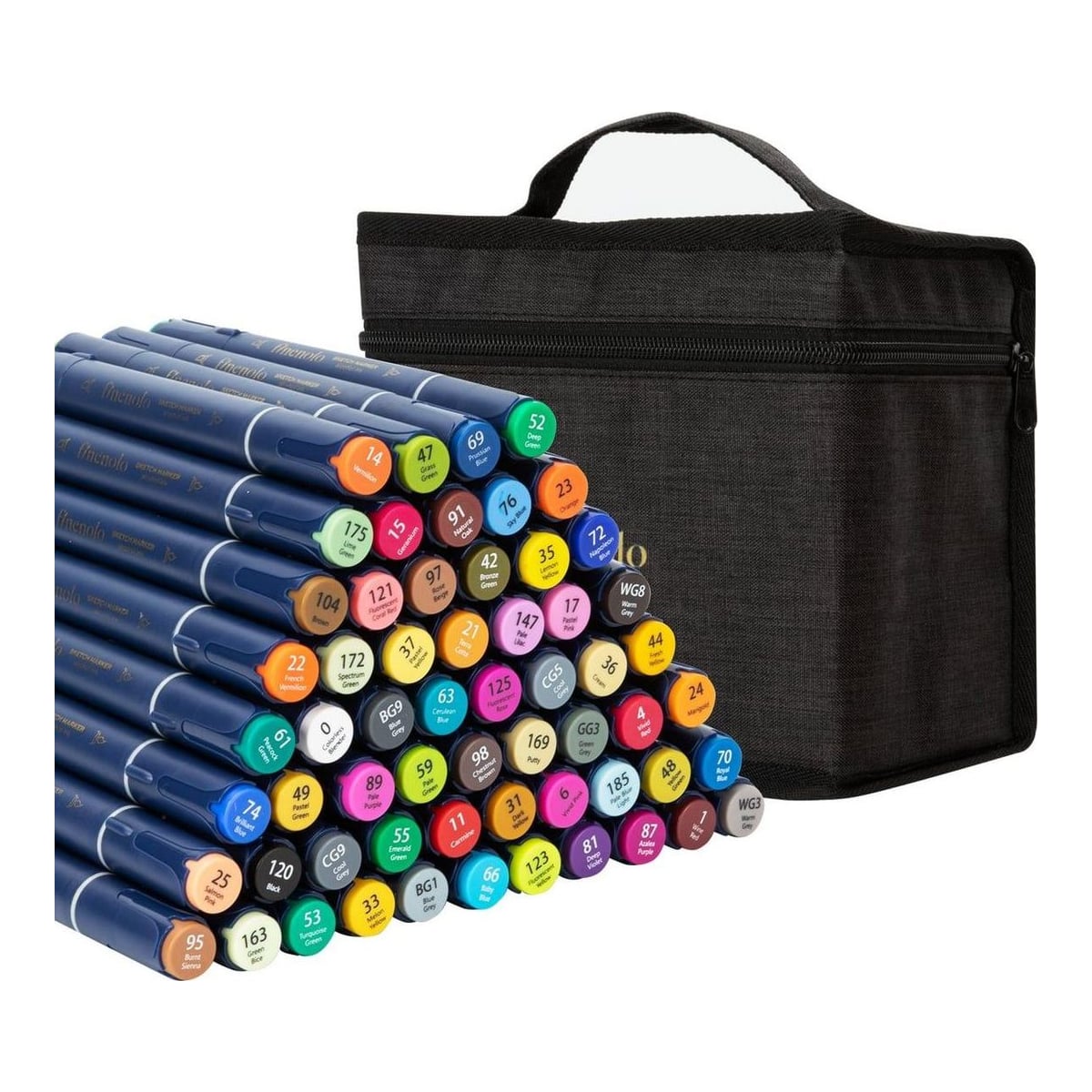 Set 60 Markere Sketching Varf Dublu Rotund/Tesit Husa Textila Deli