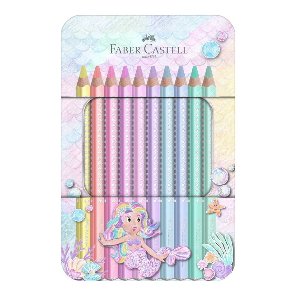 Set Cadou 10 Creioane Colorate Sparkle Jumbo Pastel Faber-castell