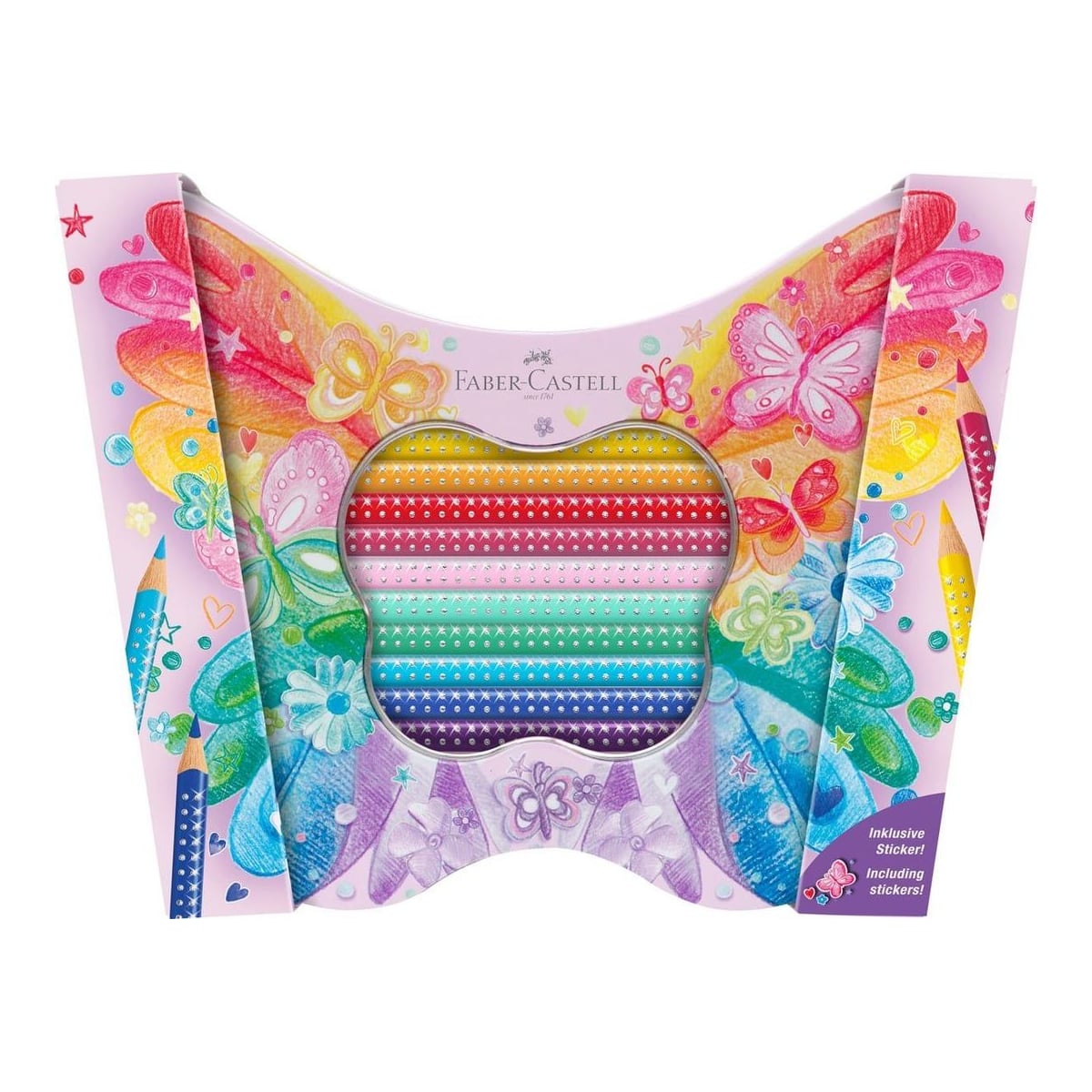 Set Cadou 20 Creioane Colorate Sparkle Butterfly Faber-castell