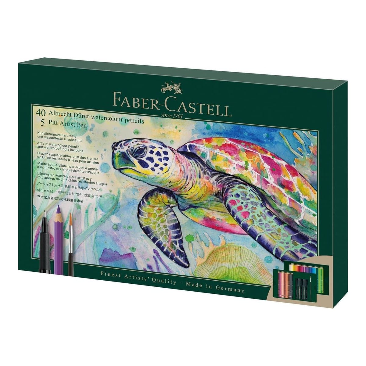 Set Cadou 40 Creioane Colorate A.durer + 5 Pitt Artist Pen + Pensula Faber-castell