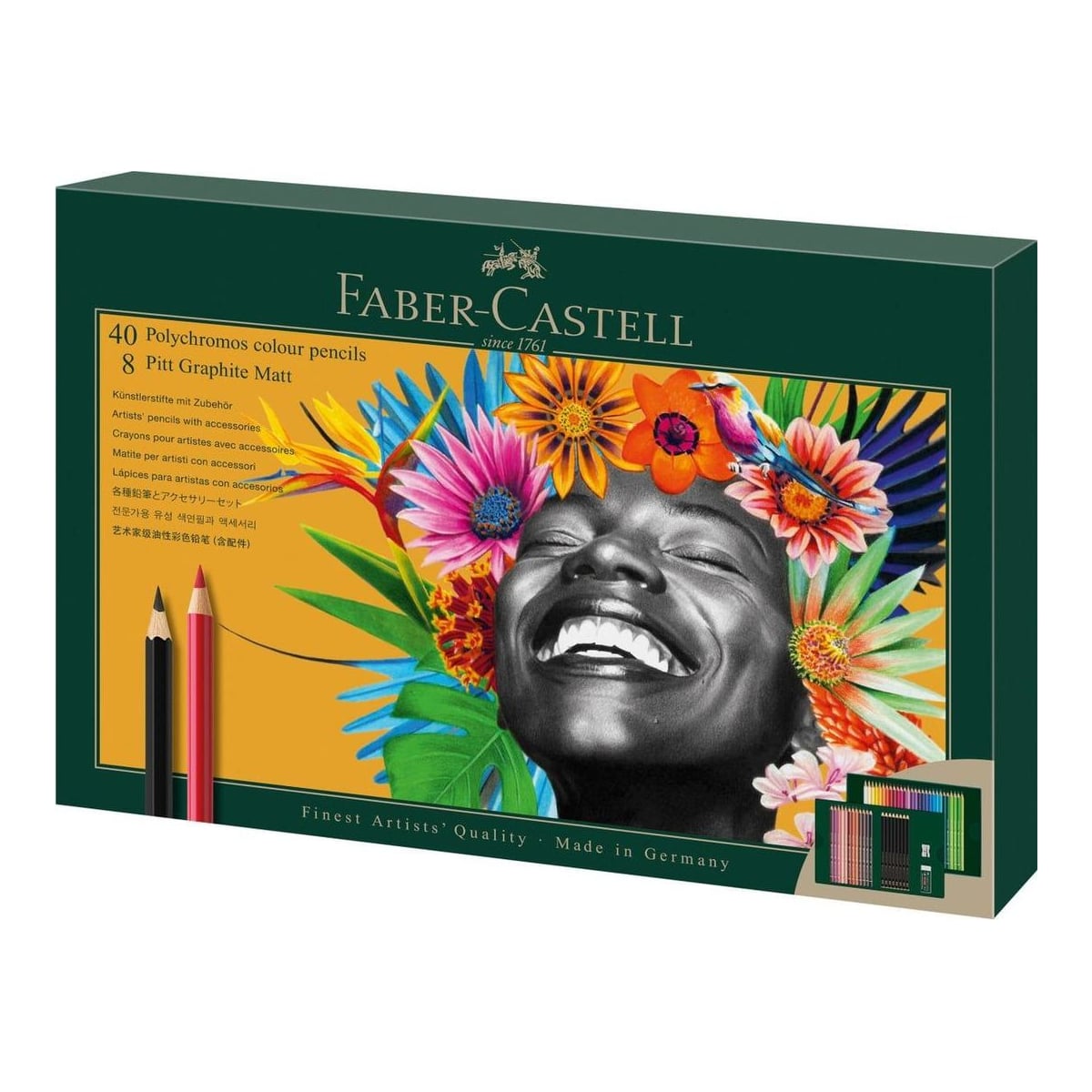 Set Cadou 40 Creioane Colorate Polychromos + 8 Creioane Grafit Matt + Accesorii Faber-castell