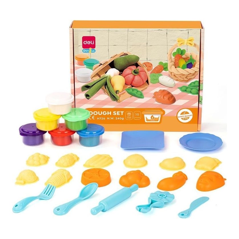 Set Creativ Plastilina + 19 Accesorii Fructe Si Legume Deli