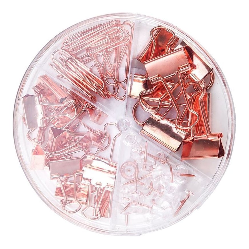 Set Accesorii Birou (agrafe, Clipsuri, Pioneze) Auriu Deli