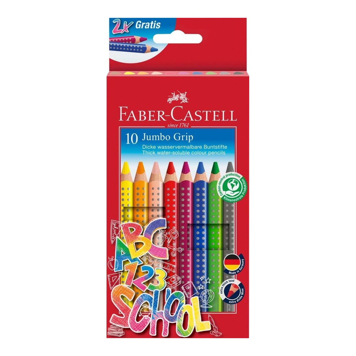 Set Promotional Creioane Colorate Jumbo Grip 10 Culori Faber-castell