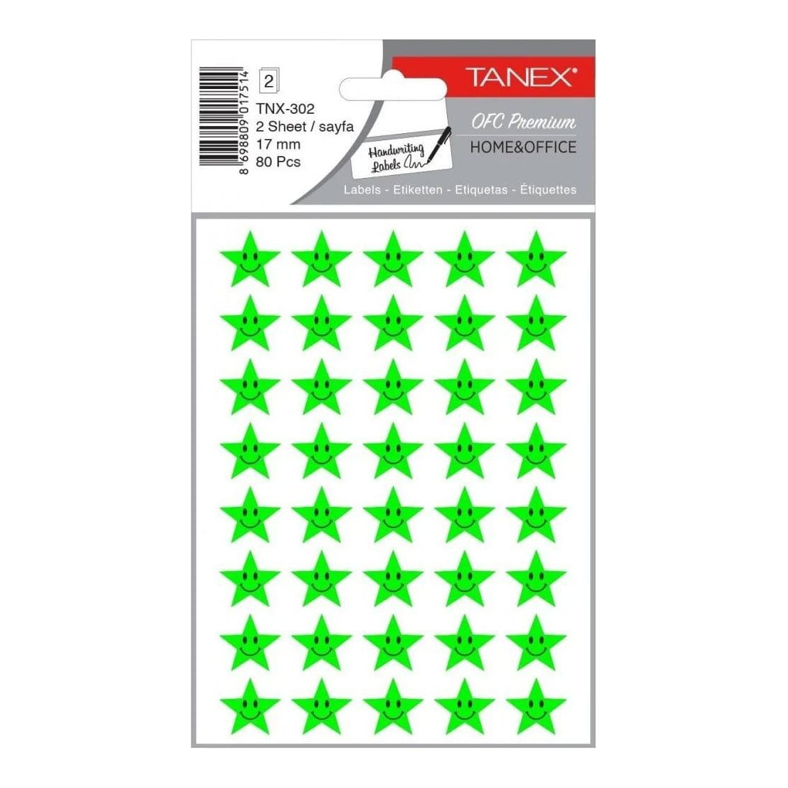 Sticker Smiley Stars Verzi 80/Set TNX-302 Tanex