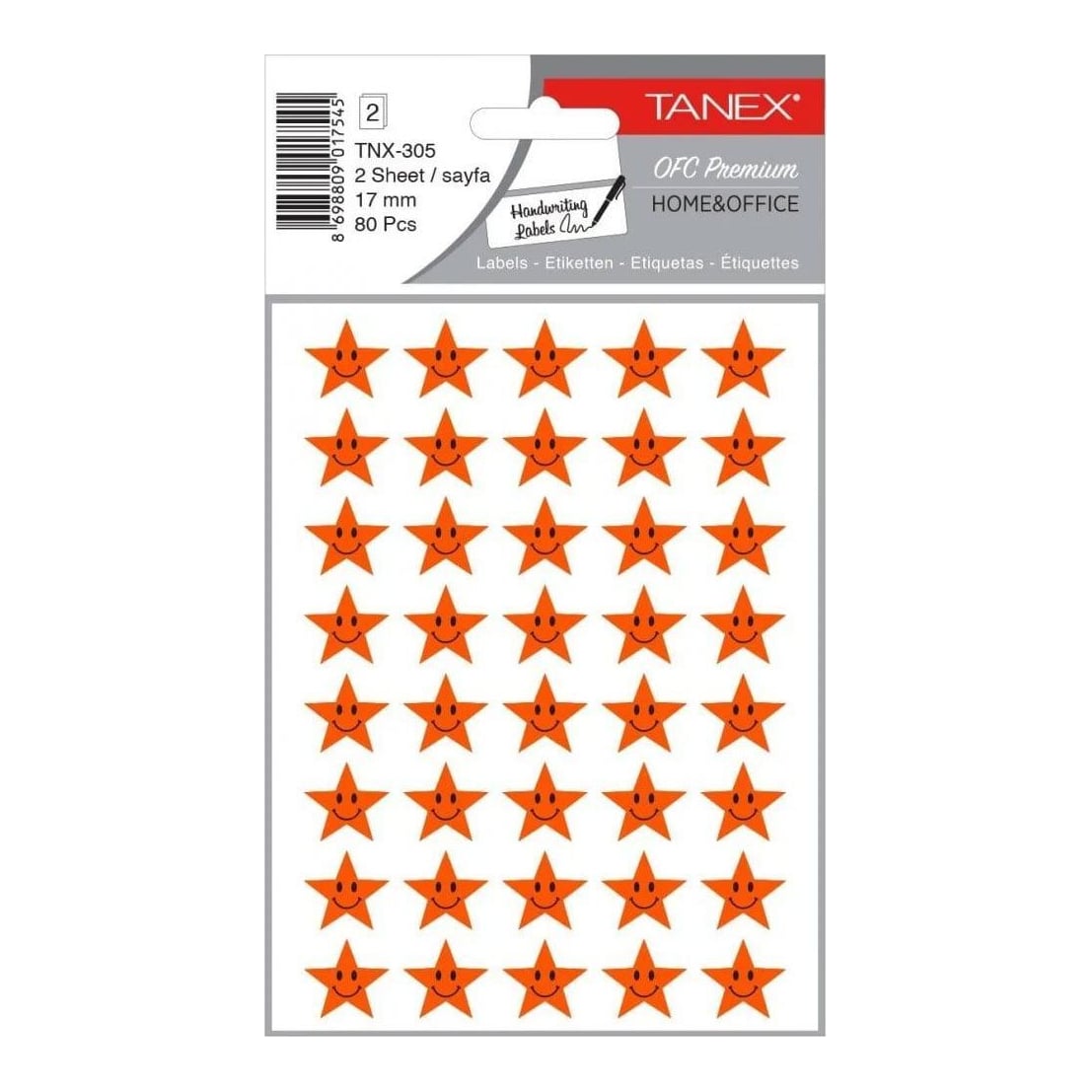 Sticker Smiley Stars Portocalii 80/Set TNX-305 Tanex