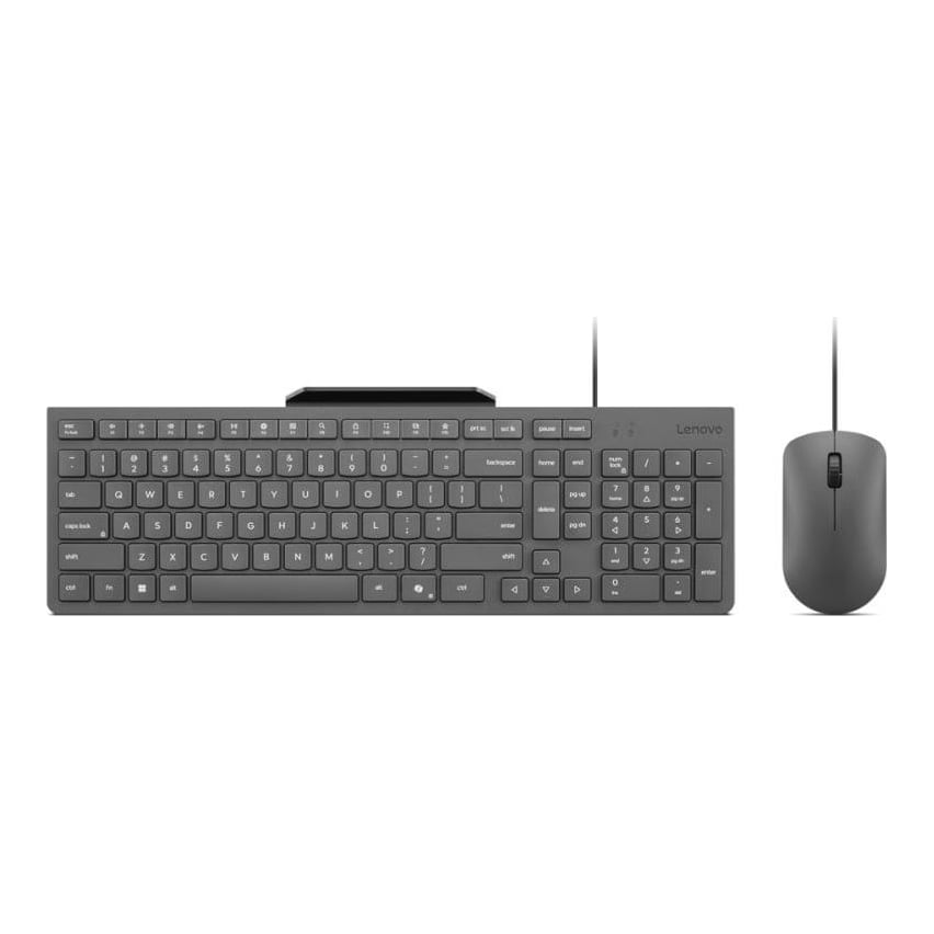 Kit wired tastatura si mouse Lenovo 310 USB-A Wired Combo, taste numerice, gri