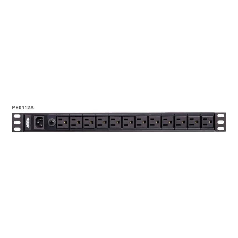 ATEN PE0112G; Tipuri de PDU: De bază, Capacitate portbagaj: 1U, Material carcasă: Aluminiu. Cantitatea Outlets: 12 ieșire(i) AC, Tipuri ieșire AC: Conector C13. Lungime cablu: 3 m. Tensiunea nominală de intrare: 100 -240 V, Maximă de curent: 10 A, Frecvență de intrare AC: 50 - 60 Hz. Certificare: CE