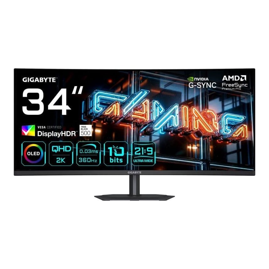 Monitor Consumer GIGABYTE MO34WQC36, 34", 3440 x 1440 pixeli, Black