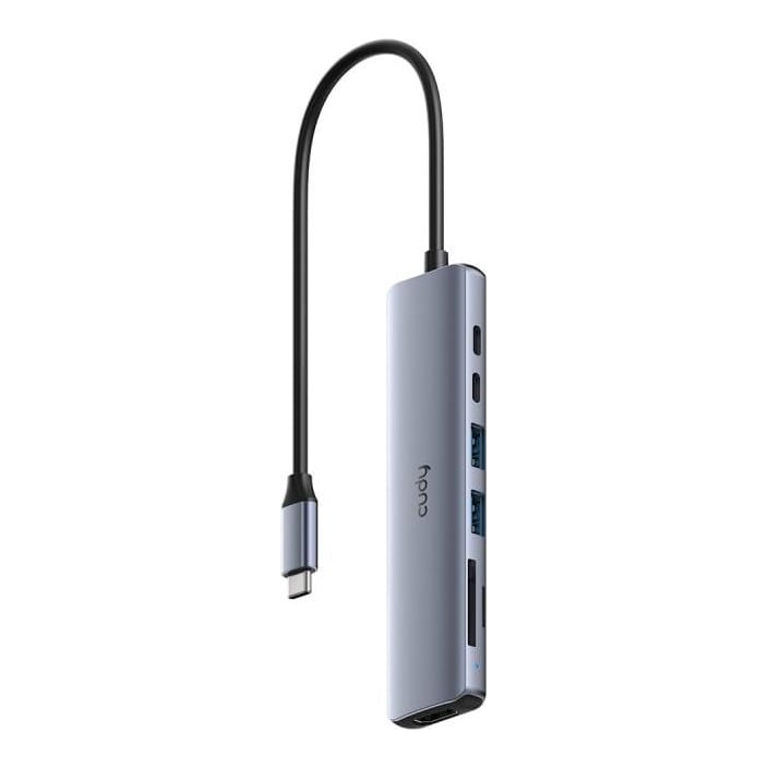 Hub USB CUDY UH407, USB-C, 4 porturi, HDMI, Argintiu