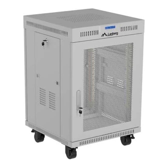 LANBERG Dulap rack 19" perete 15U/600X800 (FLAT PACK) WITH MESH DOOR LCD, self- assembly, greutate maxima suportata 1200 kg, RAL color RAL7035, gri