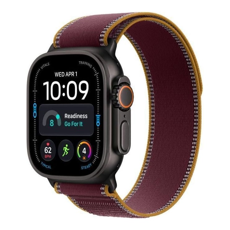 Apple Watch Ultra 4 GPS + Cellular 49mm Black Titanium Case with Burgundy Trail Loop - M/L