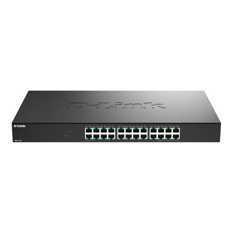 D-Link DMS-1024. Switch type: Unmanaged. Basic switching RJ-45 Ethernet ports type: 2.5G Ethernet (100/1000/2500), Basic switching RJ-45 Ethernet ports quantity: 24. MAC address table: 32000 entries, Switching capacity: 120 Gbit/s. Networking standards: IEEE 802.3, IEEE 802.3ab, IEEE 802.3az, IEEE