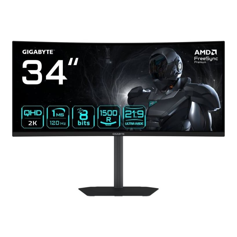 Monitor Gaming GIGABYTE GS34WQCA, 34", 3440 x 1440 pixeli, Black