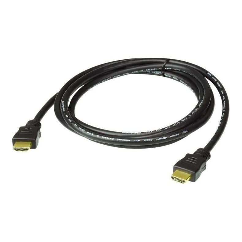 Cablu HDMI 4K60 2.0 Aten 2L-7D02H-1. Lungime cablu: 2 m, Conector 1: HDMI Tip A (Standard), Conector 1 gen: Tată, Conector 2: HDMI Tip A (Standard), Conector 2 genuri: Tată, Placare contacte conectori: De aur, 3D, Culoarea produsului: Negru