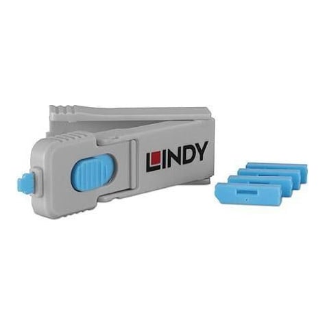 Port blocker Lindy 4 x Display Port, material ABS, albastru