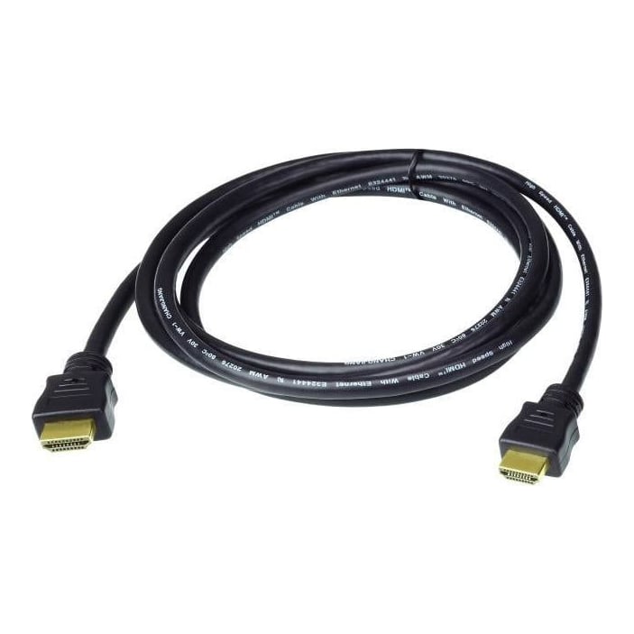 Cablu ATEN 2L-7D05H-1. Lungime cablu: 5 m, Conector 1: HDMI Tip A (Standard), Conector 1 gen: Tată, Conector 2: HDMI Tip A (Standard), Conector 2 genuri: Tată, Placare contacte conectori: De aur, 3D, Culoarea produsului: Negru