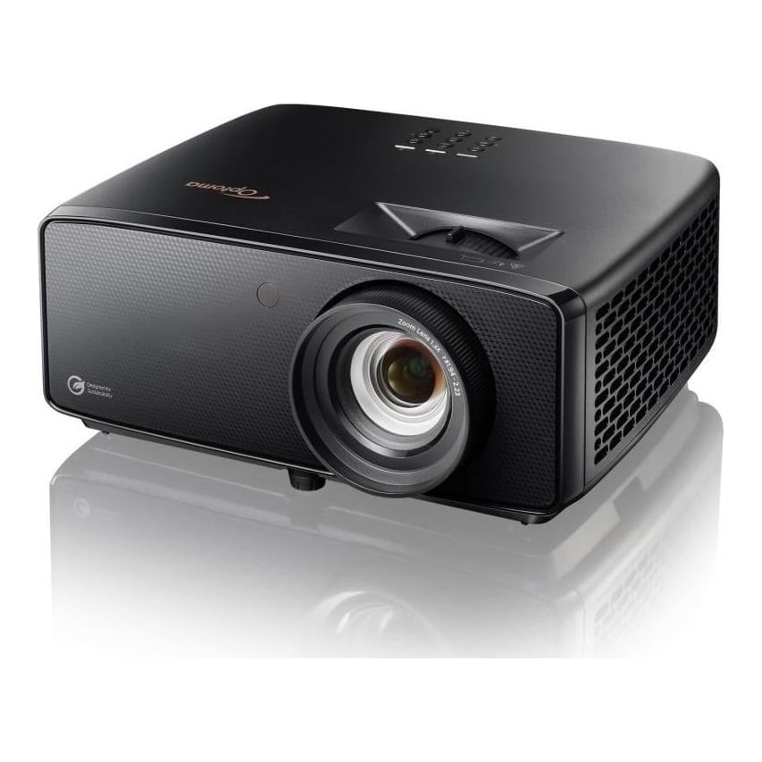 Videoproiector Optoma UZ38x, DLP laser 4K UHD 3840*2160, 3.800 lumeni, contrast dinamic 1.500.000:1, 16:9/ 4:3, 30.000 ore, distanta maxima de proiectie 8 m, dimensiune maxima imagine 7.62 m/ 300", 2x HDMI 2.0, USB- A power 1.5A, RS232, 12V trigger, audio out, 27-33 dB, Security bar, Kensington
