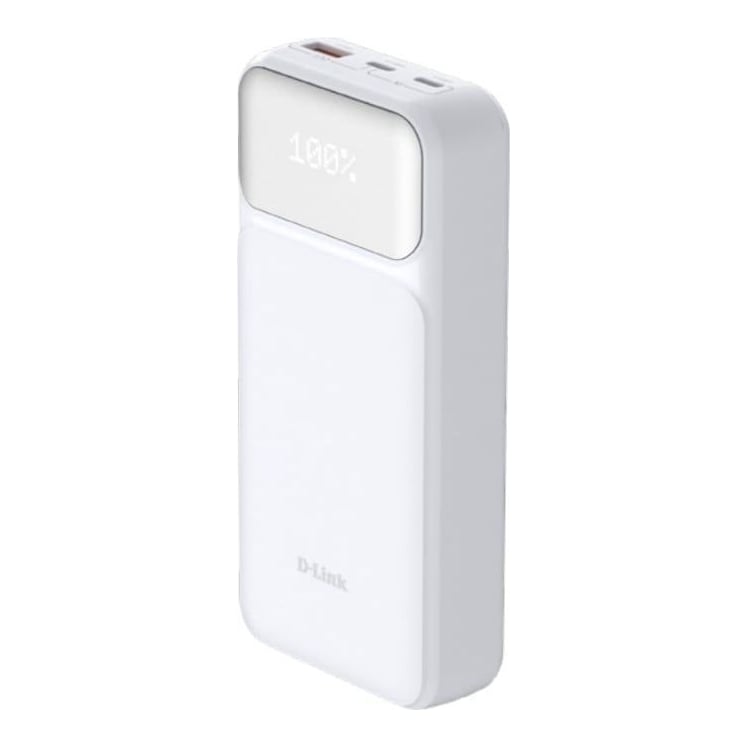 D-Link DPP-201. Battery capacity: 20000 mAh. USB Type-A output ports: 1, USB Type-C ports quantity: 2. Product colour: White