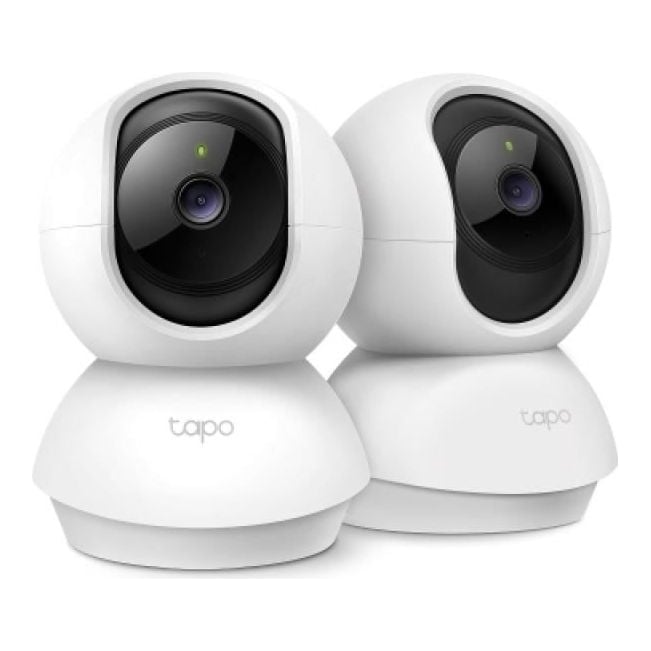 TP-Link Pan/Tilt Home Security Wi-Fi Camera, 2-Pack SPEC: 2K (2304x1296), 2.4 GHz, Horizontal 360º FEATURE: Pan/Tilt, Smart AI Detection and Notifications (motion, people), Sound and Light Alarm, Remote Control, Two-Way Audio, Voice Control (Works with Google Assistant and Alexa), Local Storage through