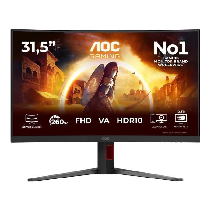 Monitor Gaming AOC C32G4Z, 31.5", 1920 x 1080 pixeli, Black, Red, 3 ani Garantie