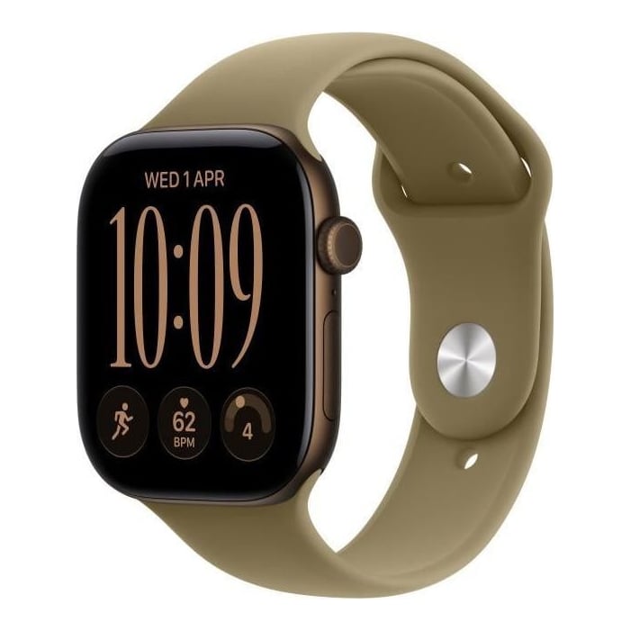 Apple Watch Series 12 GPS + Cellular 42mm Dark Bronze Aluminium Case with Olive Sport Band - S/M