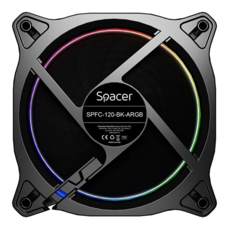 Ventilator Carcasa SPACER SPFC-120-BK-ARGB, 12 cm, 2200 rpm, RGB