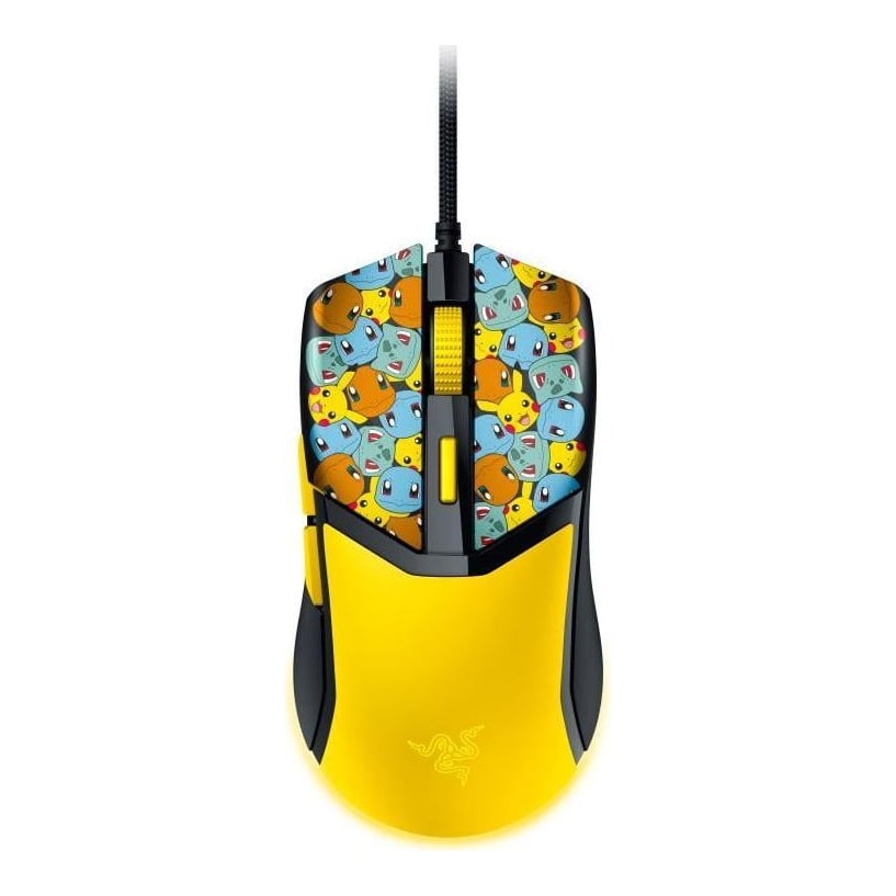 Mouse cu fir gaming Razer Cobra Razer Pokémon Kanto Starters Edition, rezolutie 8500 DPI, 6 butoane programabile, iluminare RGB, negru