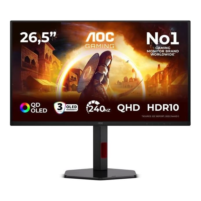 Monitor Gaming AOC Q27G4ZDR, 26.5", 2560 x 1440 pixeli, Black, Red, 3 ani Garantie