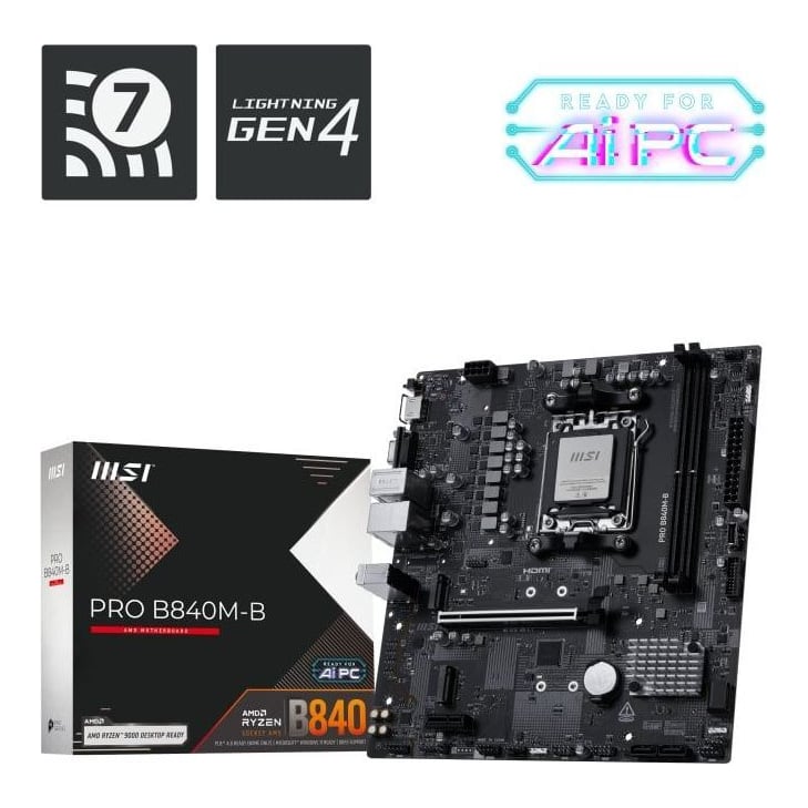Placa de baza MSI PRO B840M-B, Socket AM5, DDR5, Micro-ATX