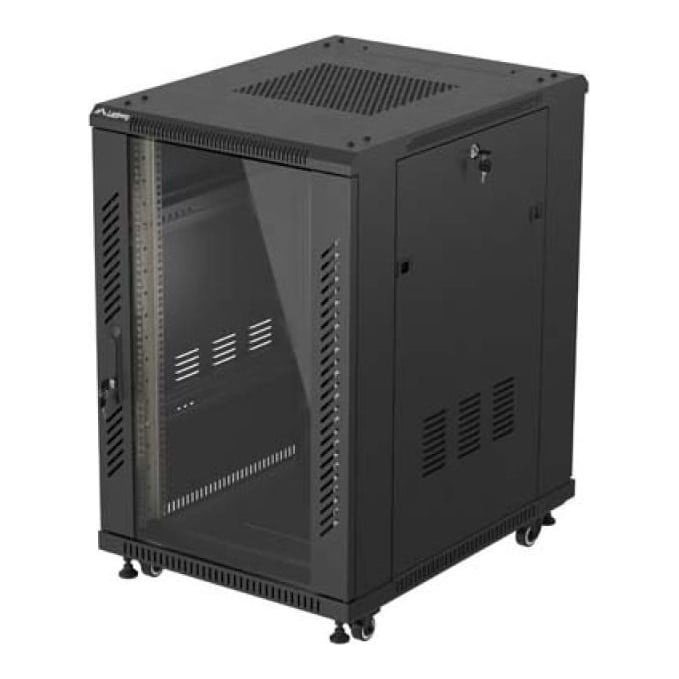 LANBERG Dulap rack 19" perete 18U/600X800 (FLAT PACK) WITH GLASS DOOR, Self- assembly, greutate maxima suportata 800 kg, RAL color RAL9004