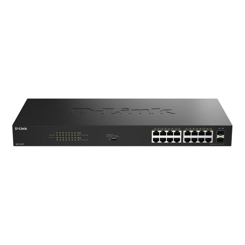 Switch D-Link 16 port GE PoE Unmanaged, capacitate 36 Gbps, standar PoE 802.3af/at, negru