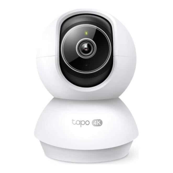TP-Link Pan/Tilt AI Home Security Wi-Fi Camera SPEC: 4K 8MP (3840×2160), 2.4 GHz, Horizontal 360º FEATURE: Pan/Tilt, Smart AI Detection and Notifications (motion, people, pets, cars, baby crying, abnormal sound), AI Smart Tracking, Sound and Light Alarm, Remote Control, Two-Way Audio, Voice Control (Works
