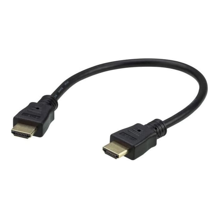 Cablu ATEN 2L-7DA3H. Lungime cablu: 0,3 m, Conector 1: HDMI Tip A (Standard), Conector 1 gen: Tată, Conector 2: HDMI Tip A (Standard), Conector 2 genuri: Tată, Placare contacte conectori: De aur, 3D, Culoarea produsului: Negru, De aur