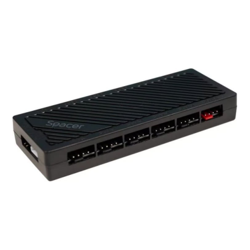 FAN HUB SPACER pt. maxim 6 ventilatoare ARGB, telecomanda pt. setat iluminarea RGB, sincronizare cu MB, alimentare 4-pin/ &nbsp;culori 3-pin, magnetic, black