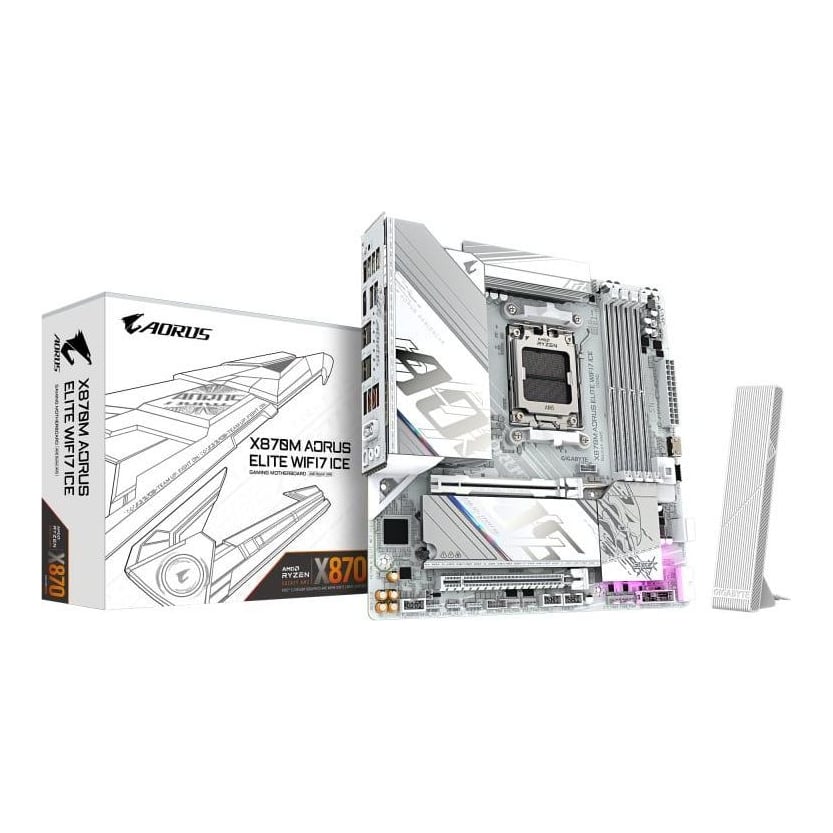 Placa de baza Gigabyte X870M AORUS ELITE WIFI7 ICE, Socket AM5, DDR5, Micro-ATX