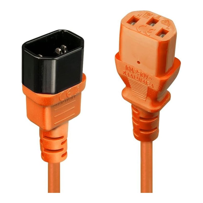 Cablu Lindy C14 to C13, lungime 0.5m, material cablu H05-VVF 3G 0.75mm, 3 fire, Connector A: IEC C14, Connector B: IEC C13, portocaliu