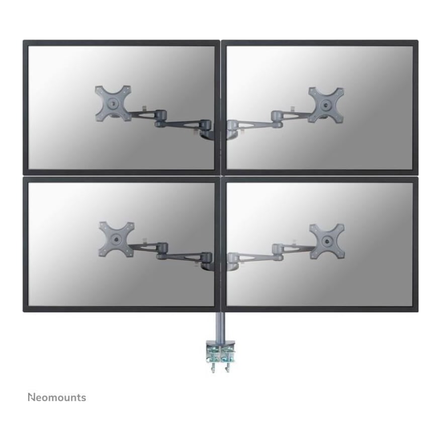 Brat monitor dublu Neomounts, compatibilitate ecran 10-27", greutate maxima suportata per ecran 6kg, VESA 75x75, 100x100 mm, Full motion, Tilt, Rotate, Swivel, negru