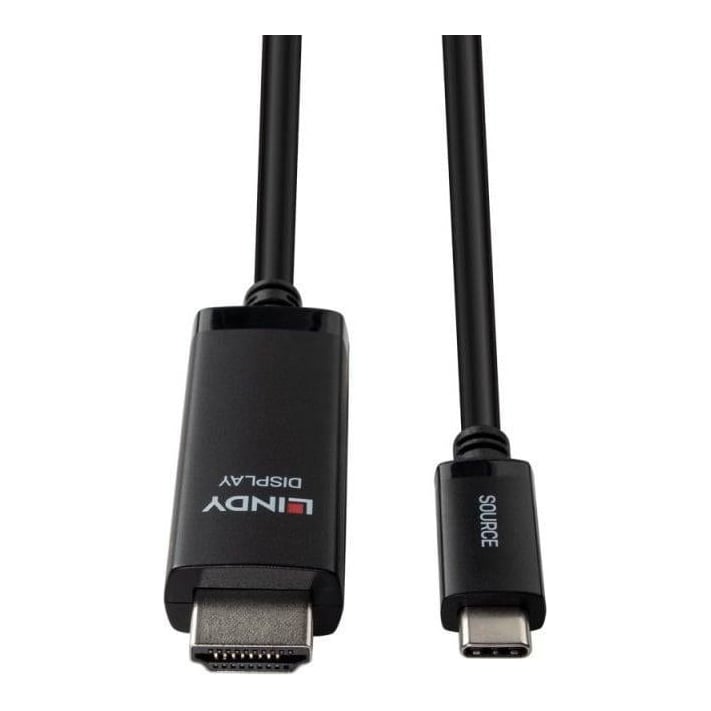 Cablu adaptor Lindy USB C to HDMI 8K60, lungime cablu 1m, Standard: HDMI® 2.1 with 48Gbps, Chipset: CS5565AN, Supported Bandwidth: 48Gbps Maximum Resolution: 7680x4320 60Hz, 3840x2160 144Hz
